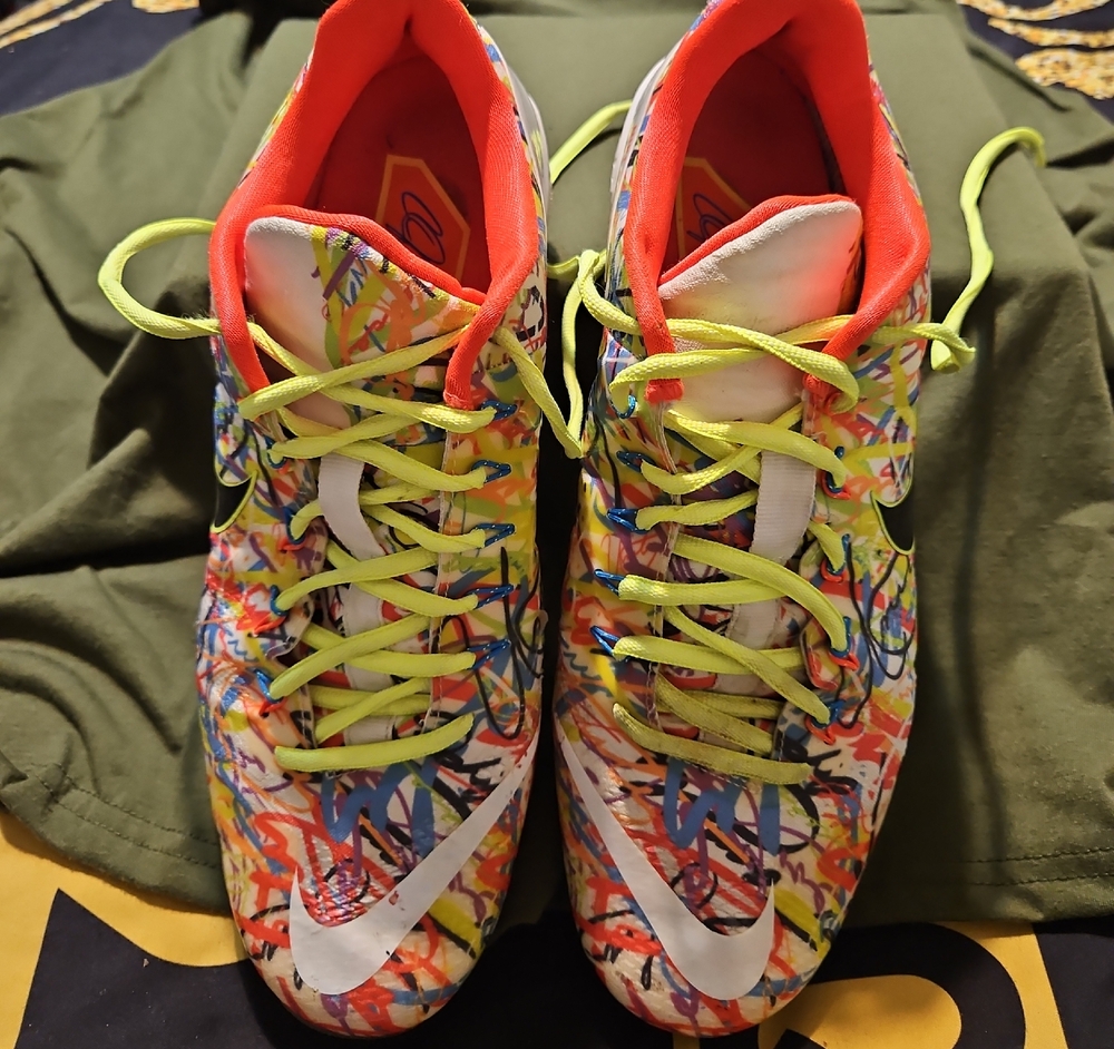 Nike Multicolor Graffiti Athletic Sneakers with Neon Yellow Laces